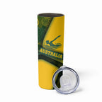 Personalized Australia Swimming Athlete Skinny Tumbler Bold Swimmer Silhouette With Indigenous Pattern Accents