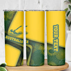 Personalized Australia Swimming Athlete Skinny Tumbler Bold Swimmer Silhouette With Indigenous Pattern Accents
