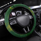 Australia Swimming Athlete Steering Wheel Cover Bold Swimmer Silhouette With Indigenous Pattern Accents