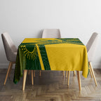 Personalized Australia Swimming Athlete Tablecloth Bold Swimmer Silhouette With Indigenous Pattern Accents