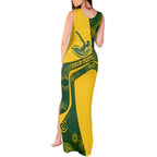 Personalized Australia Swimming Athlete Tank Maxi Dress Bold Swimmer Silhouette With Indigenous Pattern Accents