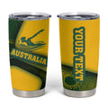 Personalized Australia Swimming Athlete Tumbler Cup Bold Swimmer Silhouette With Indigenous Pattern Accents