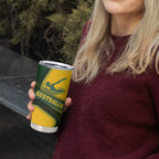 Personalized Australia Swimming Athlete Tumbler Cup Bold Swimmer Silhouette With Indigenous Pattern Accents