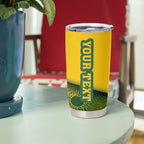 Personalized Australia Swimming Athlete Tumbler Cup Bold Swimmer Silhouette With Indigenous Pattern Accents