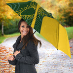 Personalized Australia Swimming Athlete Umbrella Bold Swimmer Silhouette With Indigenous Pattern Accents