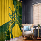 Personalized Australia Swimming Athlete Window Curtain Bold Swimmer Silhouette With Indigenous Pattern Accents