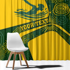 Personalized Australia Swimming Athlete Window Curtain Bold Swimmer Silhouette With Indigenous Pattern Accents