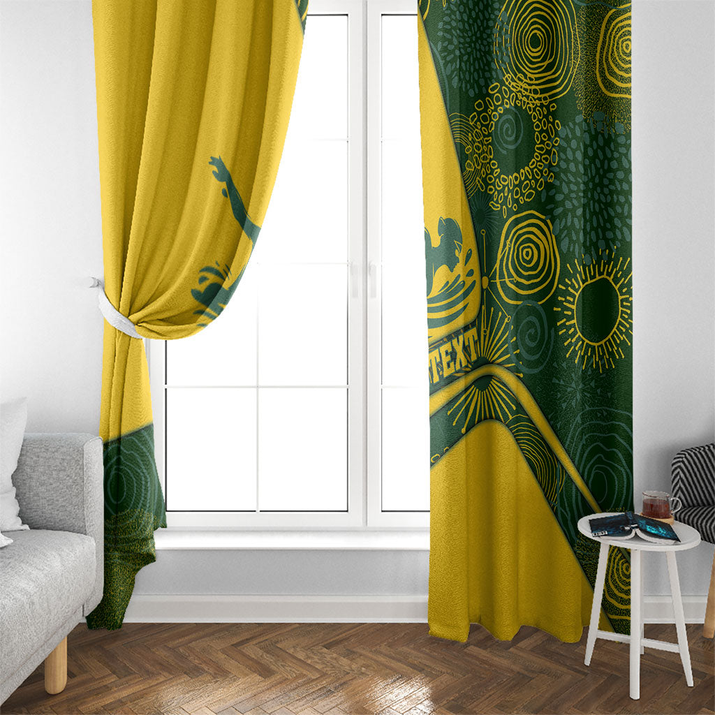 Personalized Australia Swimming Athlete Window Curtain Bold Swimmer Silhouette With Indigenous Pattern Accents
