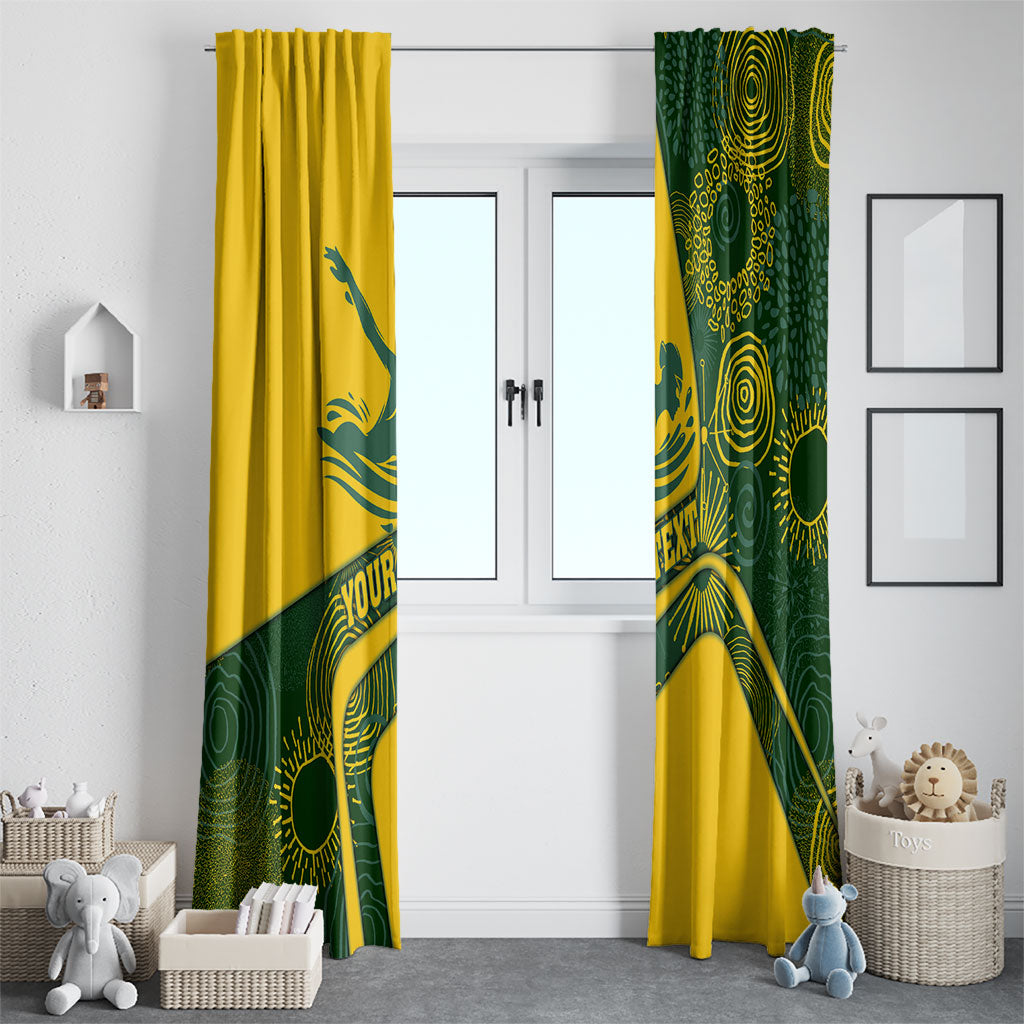 Personalized Australia Swimming Athlete Window Curtain Bold Swimmer Silhouette With Indigenous Pattern Accents
