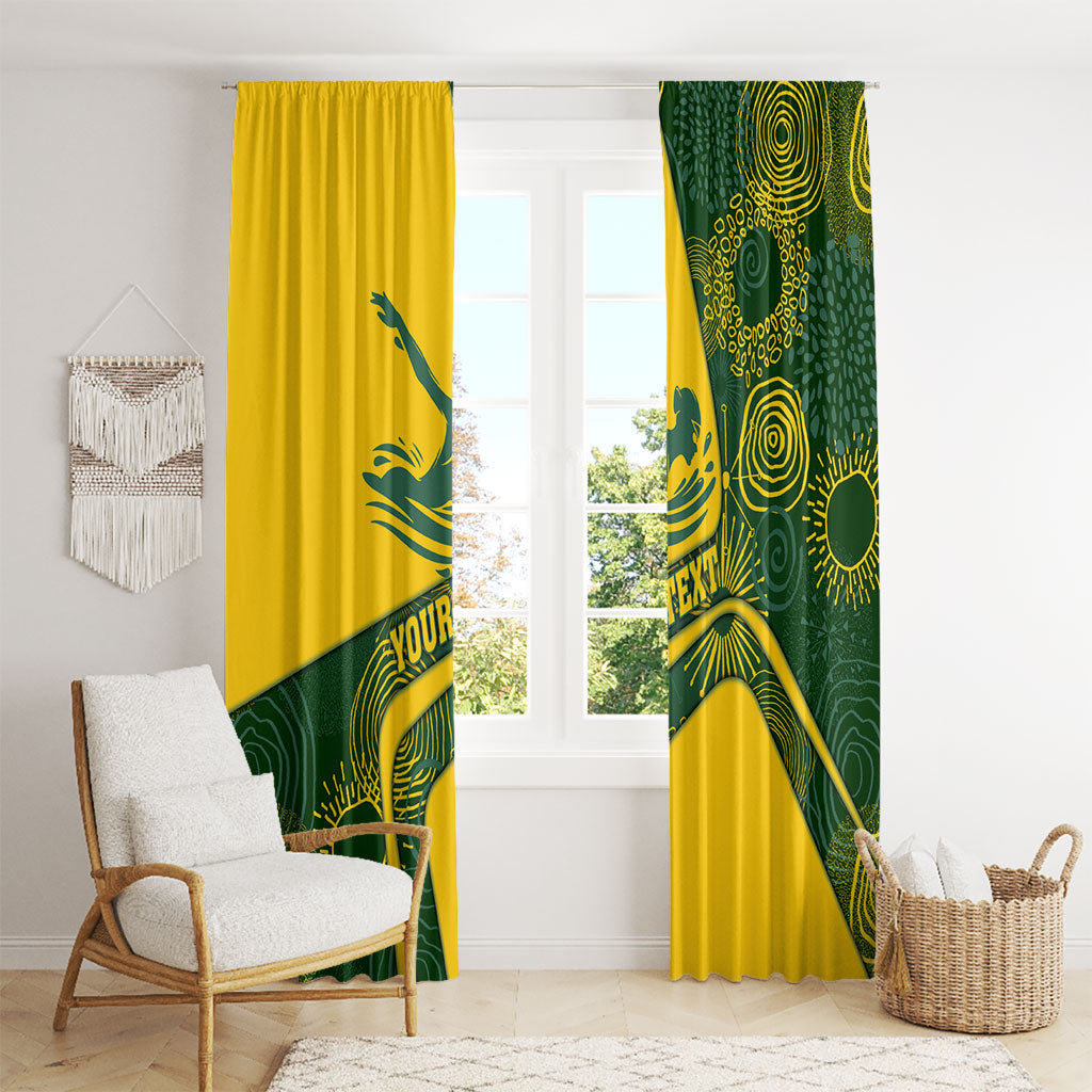 Personalized Australia Swimming Athlete Window Curtain Bold Swimmer Silhouette With Indigenous Pattern Accents