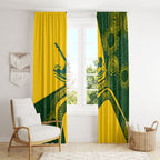 Personalized Australia Swimming Athlete Window Curtain Bold Swimmer Silhouette With Indigenous Pattern Accents