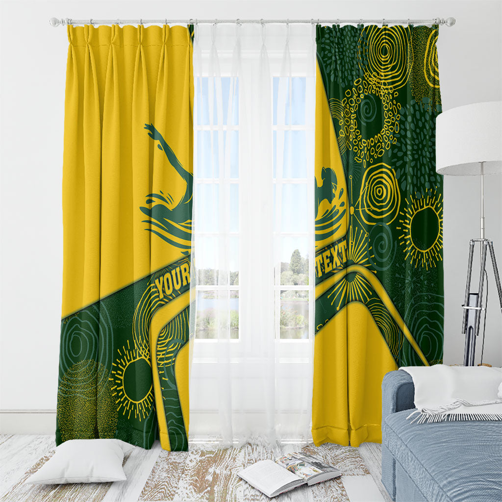 Personalized Australia Swimming Athlete Window Curtain Bold Swimmer Silhouette With Indigenous Pattern Accents