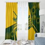 Personalized Australia Swimming Athlete Window Curtain Bold Swimmer Silhouette With Indigenous Pattern Accents