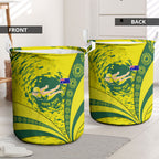 Personalized Australia Swimming Champion Laundry Basket Freestyle Swimmer With Swirling Wave And Cultural Patterns
