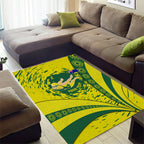 Personalized Australia Swimming Champion Area Rug Freestyle Swimmer With Swirling Wave And Cultural Patterns