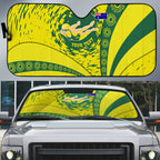 Personalized Australia Swimming Champion Auto Sun Shade Freestyle Swimmer With Swirling Wave And Cultural Patterns