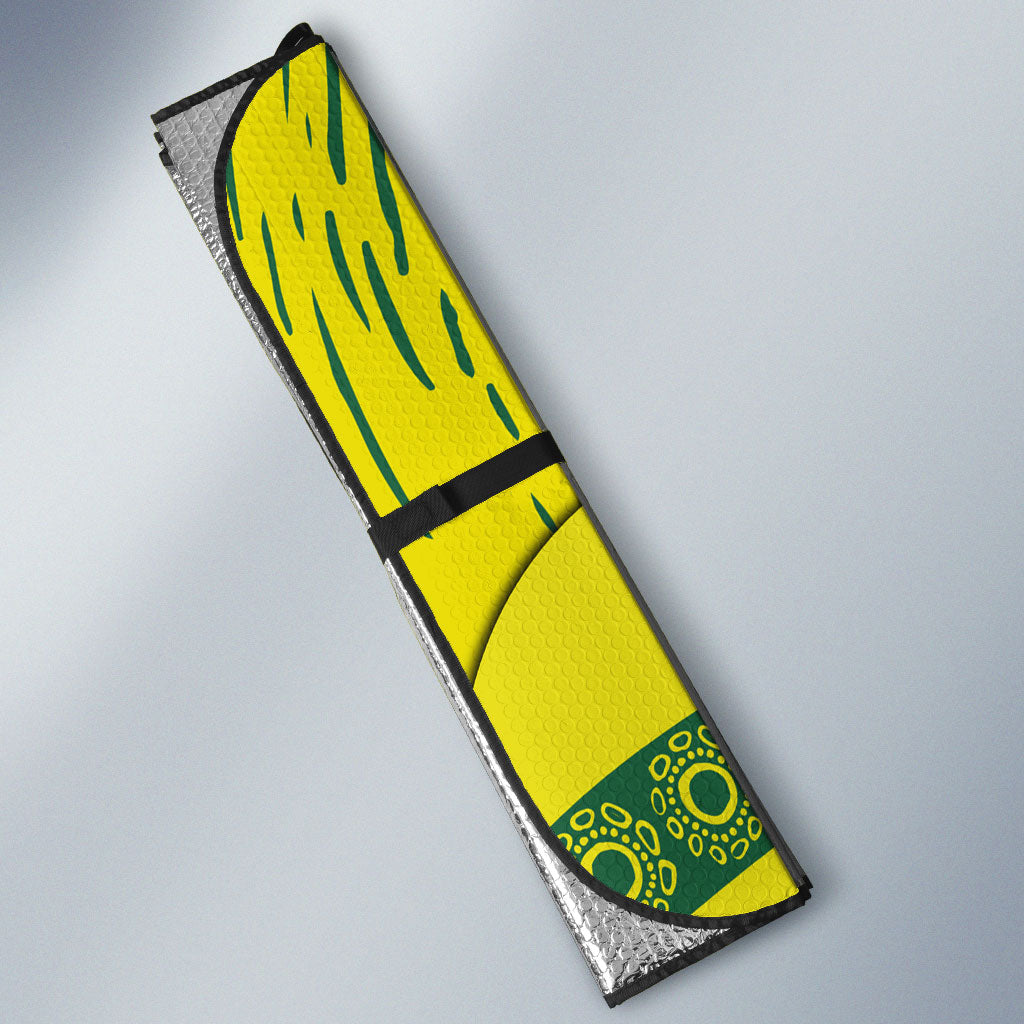 Personalized Australia Swimming Champion Auto Sun Shade Freestyle Swimmer With Swirling Wave And Cultural Patterns