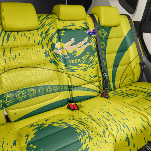 Personalized Australia Swimming Champion Back Car Seat Cover Freestyle Swimmer With Swirling Wave And Cultural Patterns