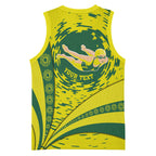 Personalized Australia Swimming Champion Basketball Jersey Freestyle Swimmer With Swirling Wave And Cultural Patterns