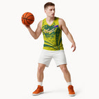 Personalized Australia Swimming Champion Basketball Jersey Freestyle Swimmer With Swirling Wave And Cultural Patterns