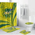 Personalized Australia Swimming Champion Bathroom Set Freestyle Swimmer With Swirling Wave And Cultural Patterns