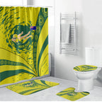 Personalized Australia Swimming Champion Bathroom Set Freestyle Swimmer With Swirling Wave And Cultural Patterns