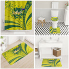 Personalized Australia Swimming Champion Bathroom Set Freestyle Swimmer With Swirling Wave And Cultural Patterns