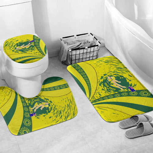 Personalized Australia Swimming Champion Bathroom Set Freestyle Swimmer With Swirling Wave And Cultural Patterns