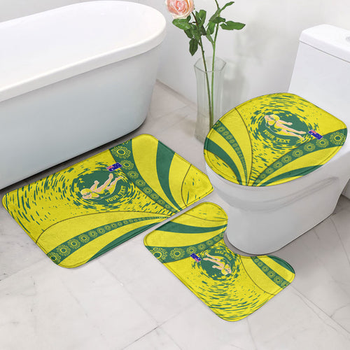 Personalized Australia Swimming Champion Bathroom Set Freestyle Swimmer With Swirling Wave And Cultural Patterns