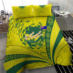 Personalized Australia Swimming Champion Bedding Set Freestyle Swimmer With Swirling Wave And Cultural Patterns