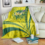 Personalized Australia Swimming Champion Blanket Freestyle Swimmer With Swirling Wave And Cultural Patterns