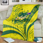 Personalized Australia Swimming Champion Blanket Freestyle Swimmer With Swirling Wave And Cultural Patterns