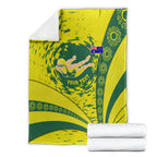 Personalized Australia Swimming Champion Blanket Freestyle Swimmer With Swirling Wave And Cultural Patterns