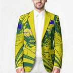 Personalized Australia Swimming Champion Blazer Freestyle Swimmer With Swirling Wave And Cultural Patterns