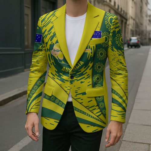 Personalized Australia Swimming Champion Blazer Freestyle Swimmer With Swirling Wave And Cultural Patterns
