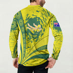 Personalized Australia Swimming Champion Button Sweatshirt Freestyle Swimmer With Swirling Wave And Cultural Patterns