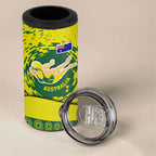Personalized Australia Swimming Champion 4 in 1 Can Cooler Tumbler Freestyle Swimmer With Swirling Wave And Cultural Patterns