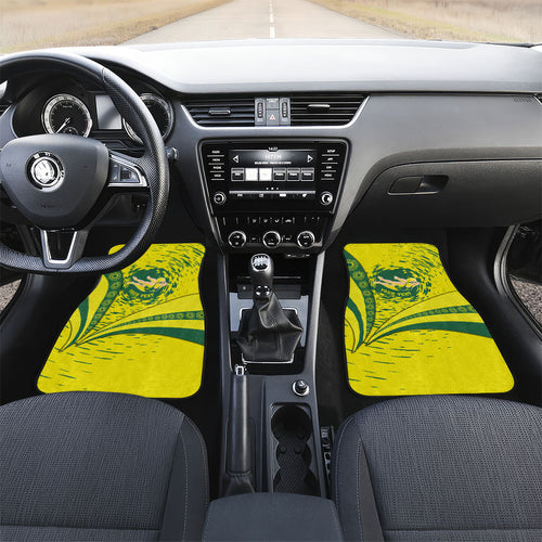 Personalized Australia Swimming Champion Car Mats Freestyle Swimmer With Swirling Wave And Cultural Patterns
