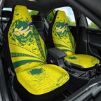 Personalized Australia Swimming Champion Car Seat Cover Freestyle Swimmer With Swirling Wave And Cultural Patterns