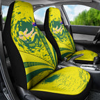 Personalized Australia Swimming Champion Car Seat Cover Freestyle Swimmer With Swirling Wave And Cultural Patterns