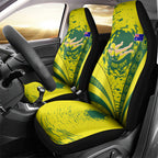Personalized Australia Swimming Champion Car Seat Cover Freestyle Swimmer With Swirling Wave And Cultural Patterns