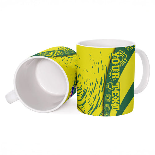 Personalized Australia Swimming Champion Ceramic Mug Freestyle Swimmer With Swirling Wave And Cultural Patterns
