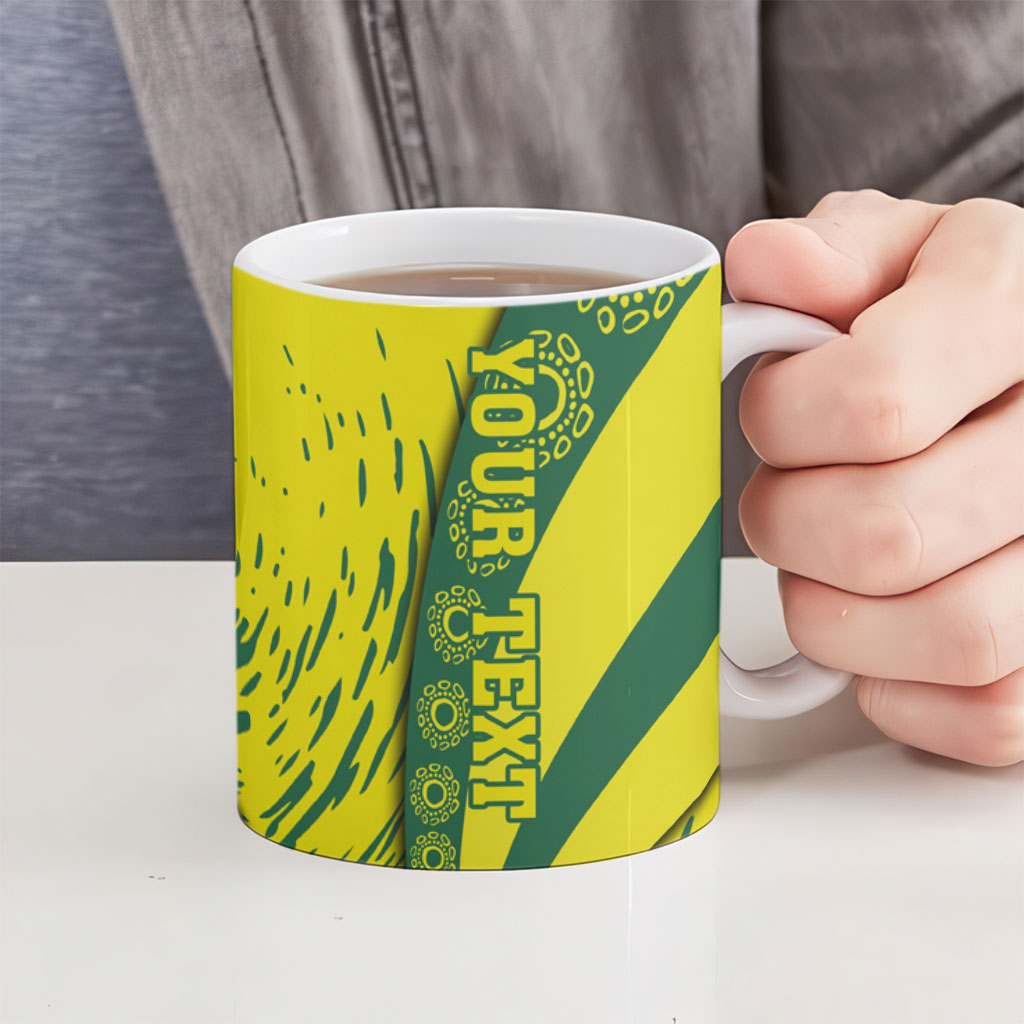 Personalized Australia Swimming Champion Ceramic Mug Freestyle Swimmer With Swirling Wave And Cultural Patterns
