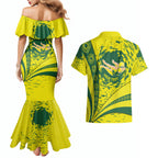 Personalized Australia Swimming Champion Couples Matching Mermaid Dress and Hawaiian Shirt Freestyle Swimmer With Swirling Wave And Cultural Patterns