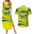 Personalized Australia Swimming Champion Couples Matching Summer Maxi Dress and Hawaiian Shirt Freestyle Swimmer With Swirling Wave And Cultural Patterns