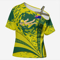 Personalized Australia Swimming Champion Cross Shoulder Shirt Freestyle Swimmer With Swirling Wave And Cultural Patterns