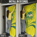 Personalized Australia Swimming Champion Door Cover Freestyle Swimmer With Swirling Wave And Cultural Patterns