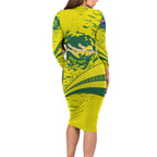 Personalized Australia Swimming Champion Family Matching Long Sleeve Bodycon Dress and Hawaiian Shirt Freestyle Swimmer With Swirling Wave And Cultural Patterns