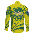 Personalized Australia Swimming Champion Family Matching Mermaid Dress and Hawaiian Shirt Freestyle Swimmer With Swirling Wave And Cultural Patterns