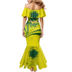 Personalized Australia Swimming Champion Family Matching Mermaid Dress and Hawaiian Shirt Freestyle Swimmer With Swirling Wave And Cultural Patterns